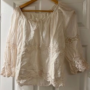Embroidered crochet white top Freesize